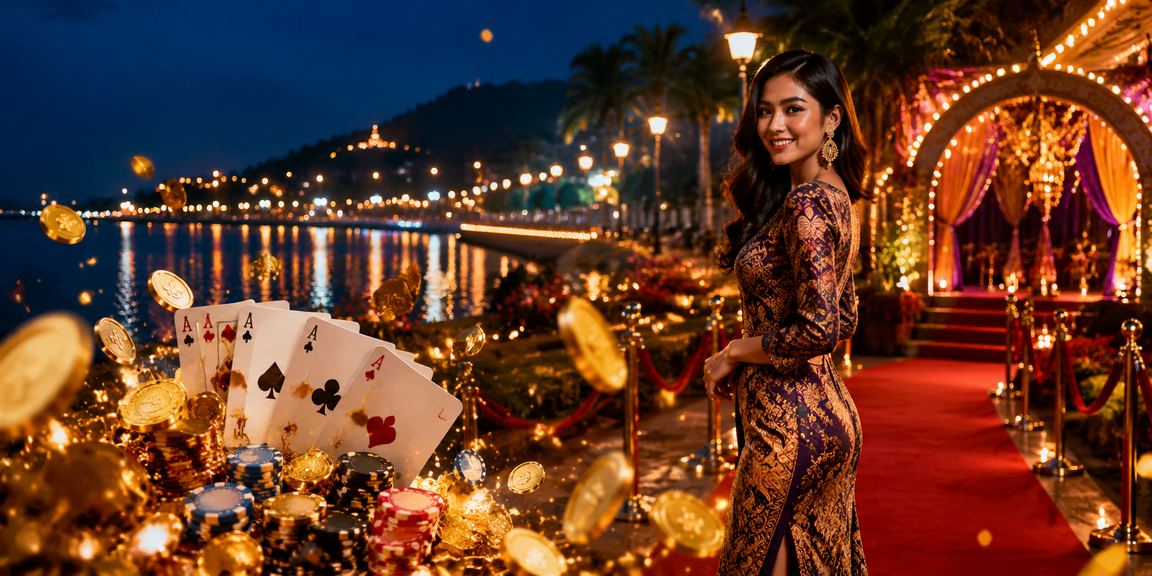 Pemain menikmati permainan poker dan kad kasino di Kuantan dengan rekaan batik Malaysia yang elegan