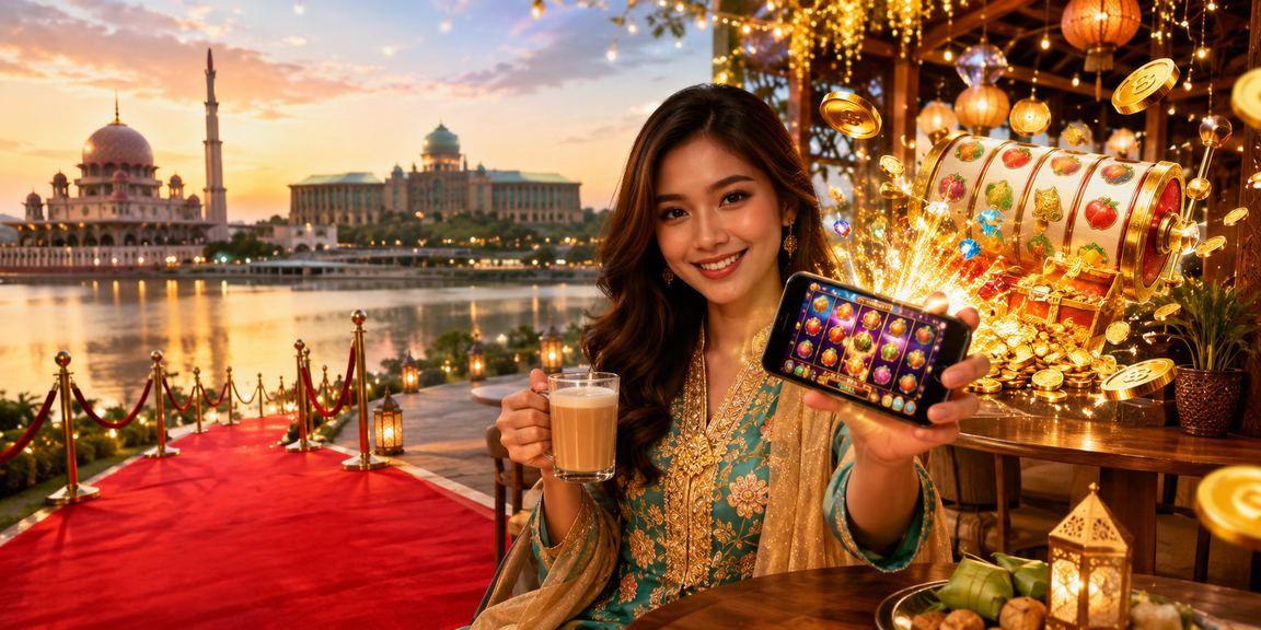 Pemain menikmati permainan kasino mudah alih di Putrajaya sempena perayaan Hari Raya dengan skrin yang jelas